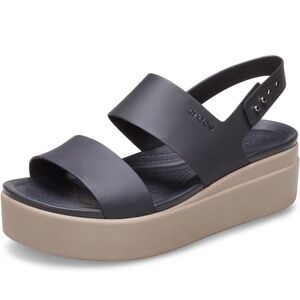 NWT IN BAG - Crocs Brooklyn Low Wedge Black/Mushroom Size 5